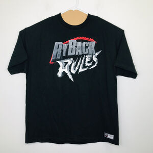 WWE Authentic Men's 2X T-Shirt Black RyBack Rules Graphic Pro Wrestling NWT AW12
